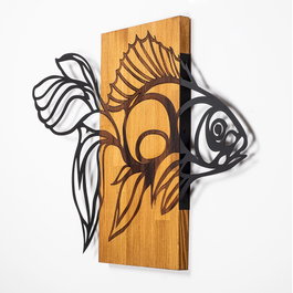 Wallity MA-306 Accesorio decorativo de madera y metal Nogal y Negro